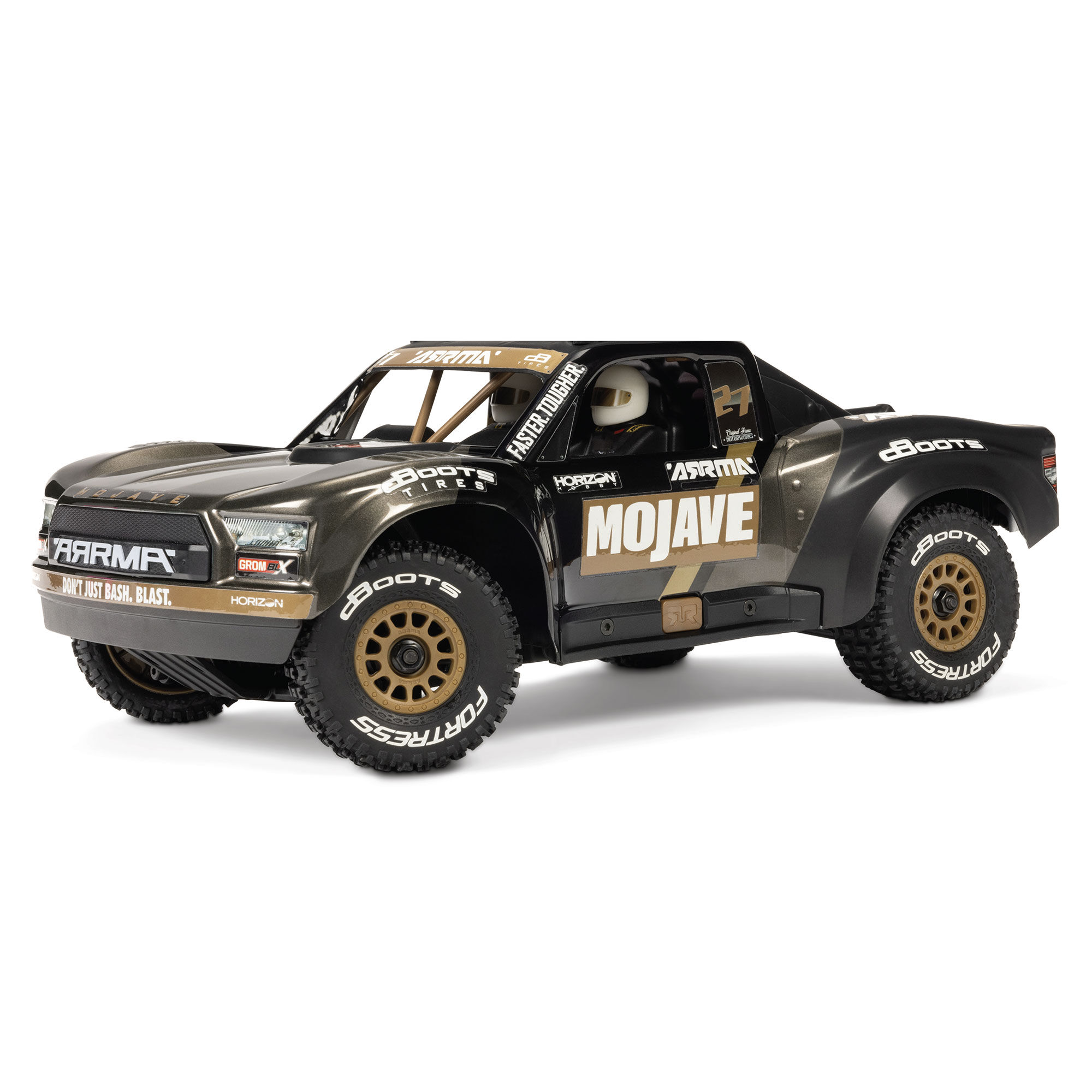 Official ARRMA photograph of the black and bronze Mojave GROM 223S ARA2304T1 desert truck