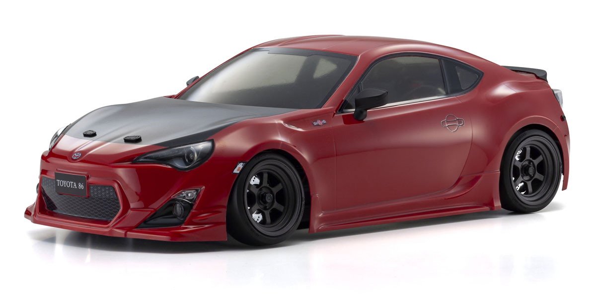 Kyosho official alternate whole-car Toyota86 view in Lightning Red; lighting hardware, if illustrated, is optional.