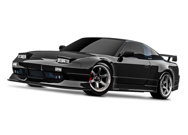 Official Traxxas photograph of the black 4-Tec Drift Nissan 240SX, model 105247-4